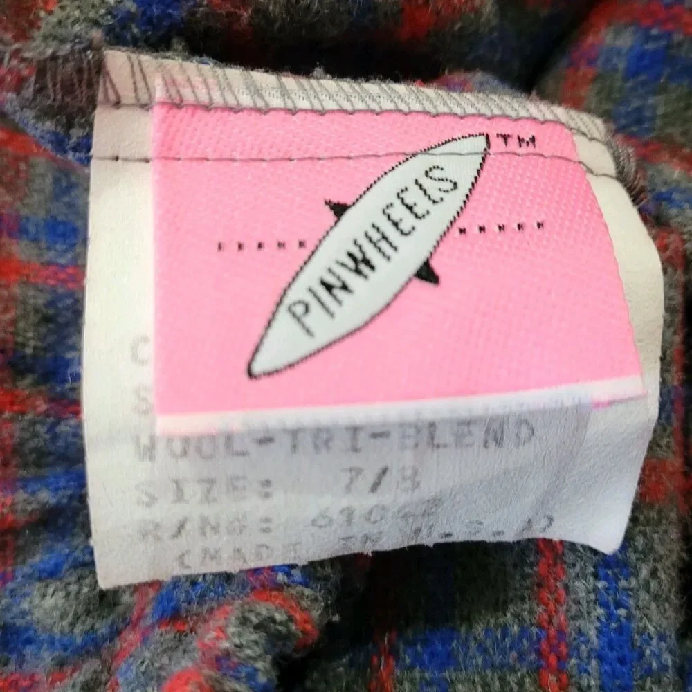 Pinwheels Vintage Womens Size 7/8 Gray Red Blue Plaid Wool Tri Blend Pants USA